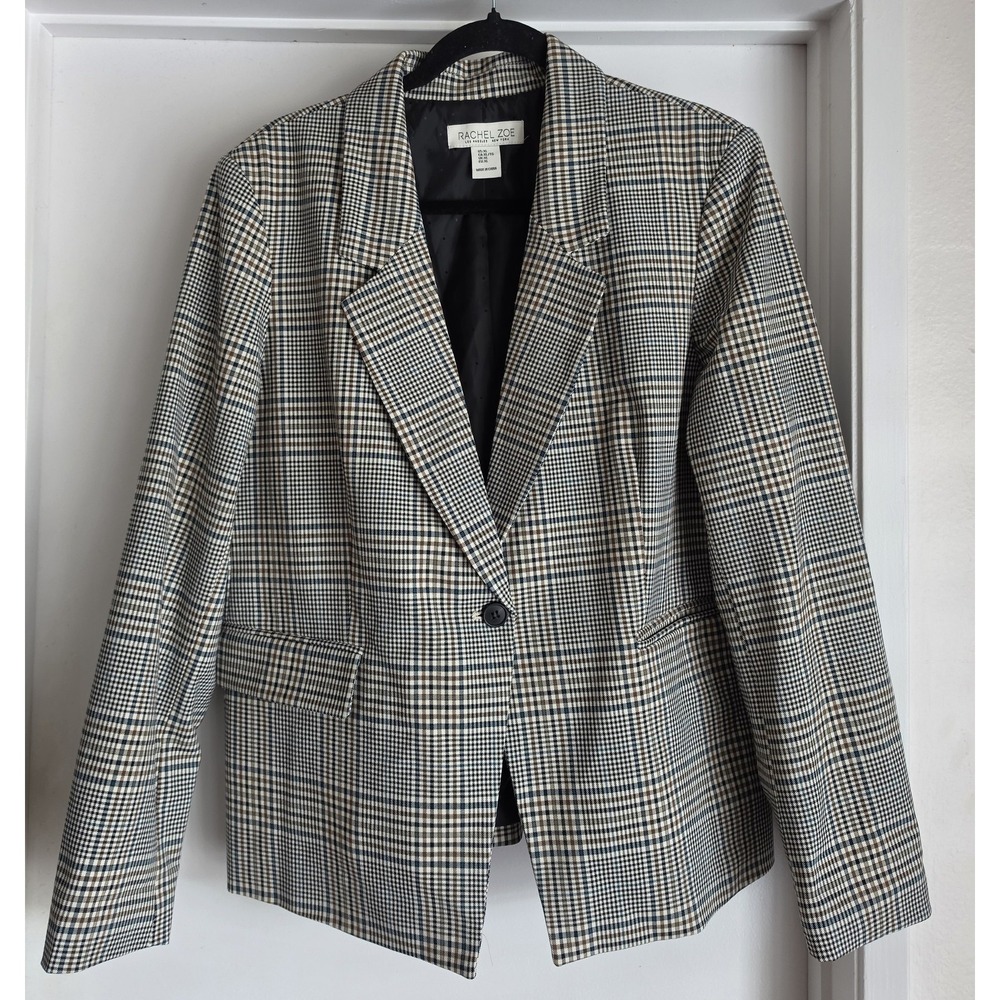 Rachel Zoe Blazer XL Plaid Collared Long Sleeve Women Professional Classic